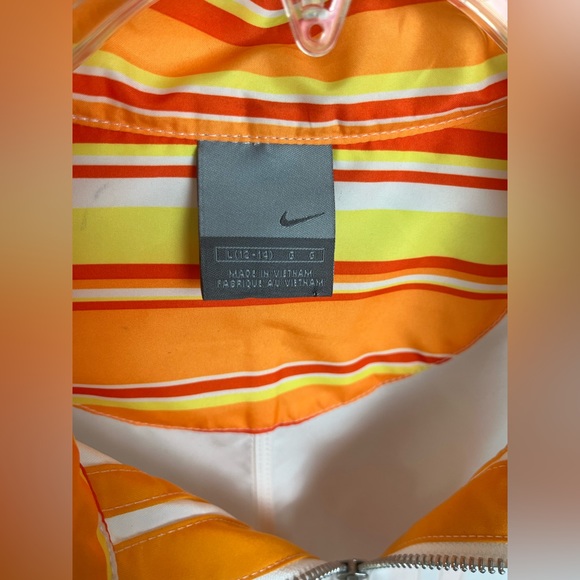 💲8️⃣ Nike Women's Large Windbreaker Jacket White Orange Yellow Full Zip Front - Picture 4 of 8